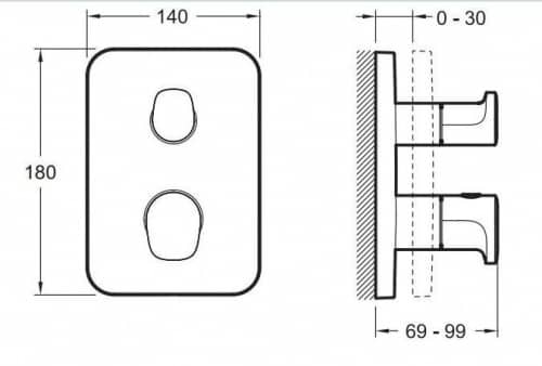 Термостат для душа Jacob Delafon Modulo E98726-CP (E75385-CP) на 1 выход