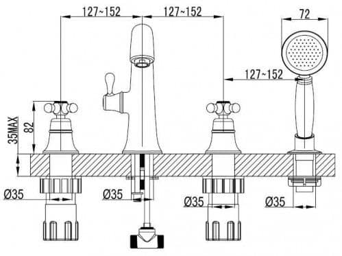 Купить Смеситель Lemark Vintage LM2841B на борт ванны по низкой цене