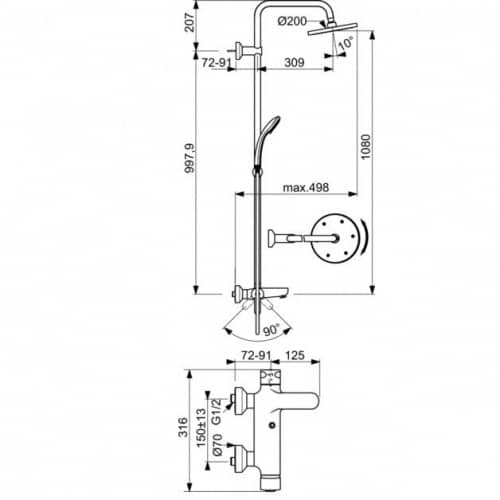 Купить Стойка Ideal Standard Idealrain Eco B1097AA душевая по низкой цене