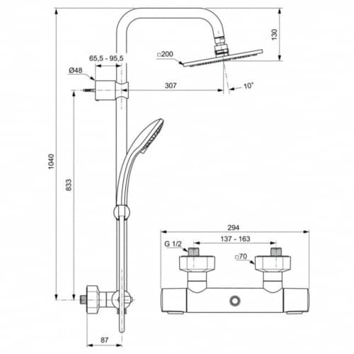 Купить Стойка Ideal Standard Idealrain Cube A5833AA душевая по низкой цене
