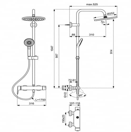 Душевой гарнитур Ideal Standard Idealrain Eco Evo B2266AA