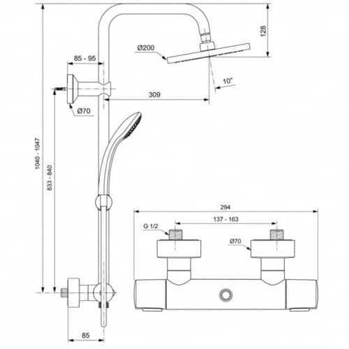 Купить Стойка Ideal Standard Idealrain Eco A6037AA душевая по низкой цене