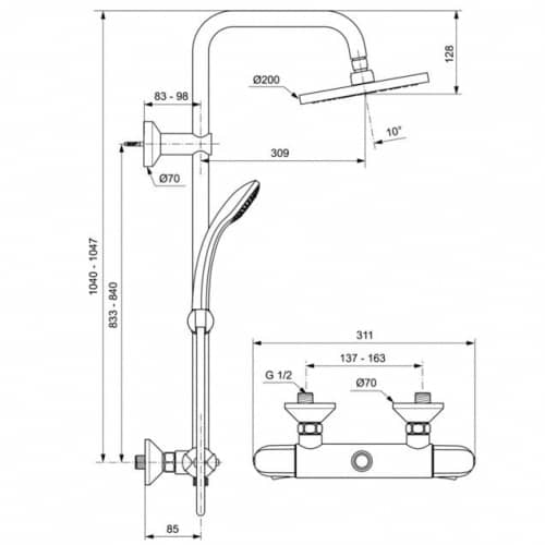 Купить Стойка Ideal Standard Idealrain Eco TH A6421AA душевая по низкой цене