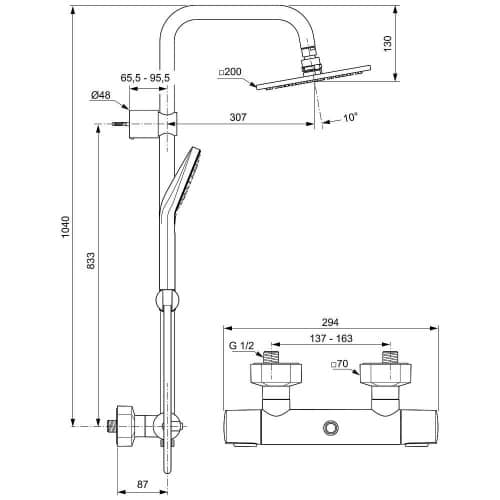 Душевой гарнитур Ideal Standard Idealrain Cube Evo A6985AA