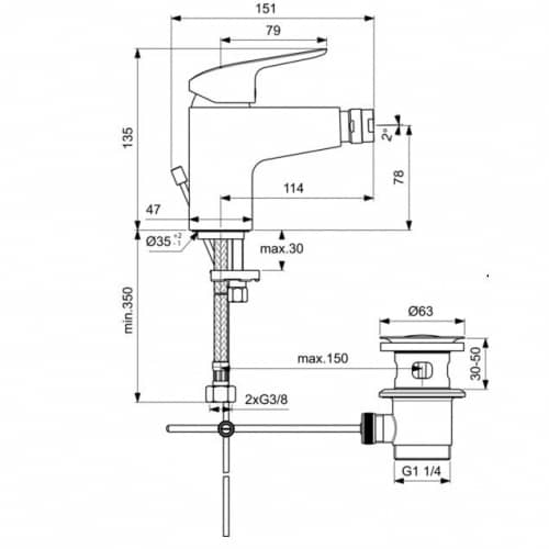 Купить Смеситель Ideal Standard Ceraflex для биде B1718AA по низкой цене