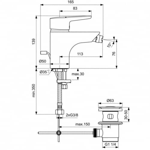 Купить Смеситель Ideal Standard Connect Blue для биде B9920AA по низкой цене