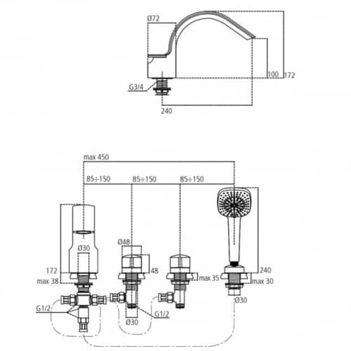 Купить Смеситель Ideal Standard Melange для ванны A4293AA по низкой цене