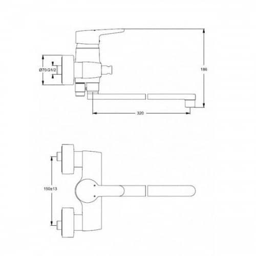 Купить Смеситель Ideal Standard Connect Blue для ванны B9923AA по низкой цене