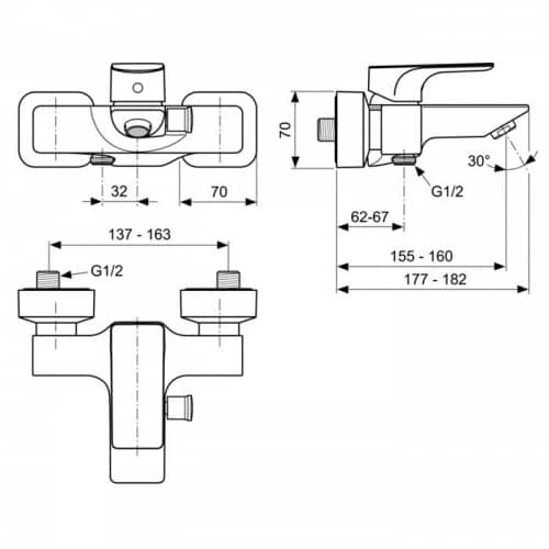 Купить Смеситель Ideal Standard Strada для ванны A5848AA по низкой цене