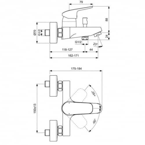 Купить Смеситель Ideal Standard Ceraflex для ванны B1721AA по низкой цене
