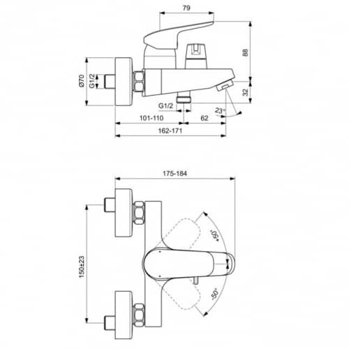 Купить Смеситель Ideal Standard Ceraflex для ванны B1740AA по низкой цене