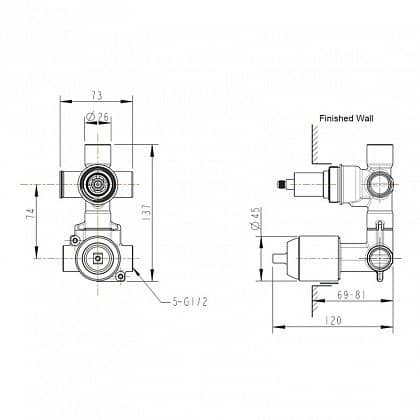 Купить Встраиваемая часть Bravat смесителя D982CP-A-RUS по низкой цене