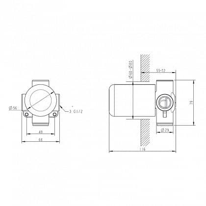 Купить Встраиваемая часть Bravat смесителя D999CP-RUS по низкой цене