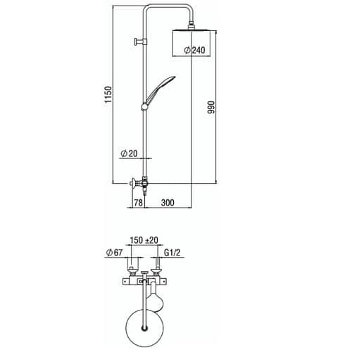 Купить Стойка Nobili Tea TE85330/60CR душевая по низкой цене