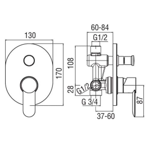 Купить Смеситель Nobili Sand для ванны SA99100CR по низкой цене
