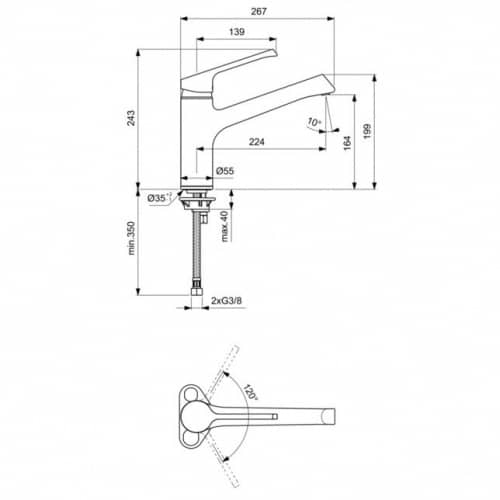 Купить Смеситель Ideal Standard Retta для кухни B8981AA по низкой цене
