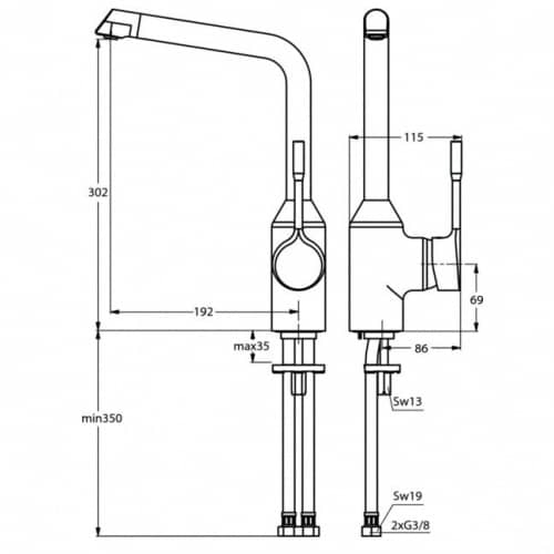 Купить Смеситель Ideal Standard Retta для кухни B8985AA по низкой цене