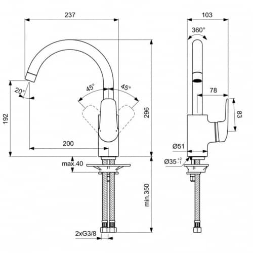 Купить Смеситель Ideal Standard Ceraflex для кухни B1727AA по низкой цене