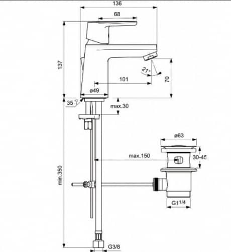 Купить Смеситель Ideal Standard Vito для раковины B0405AA по низкой цене
