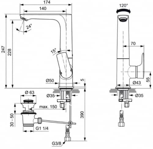 Купить Смеситель Ideal Standard Connect Air для раковины A7020AA по низкой цене