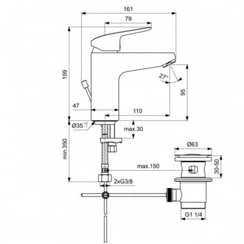 Купить Смеситель Ideal Standard Ceraflex Grande для умывальника B1713AA по низкой цене