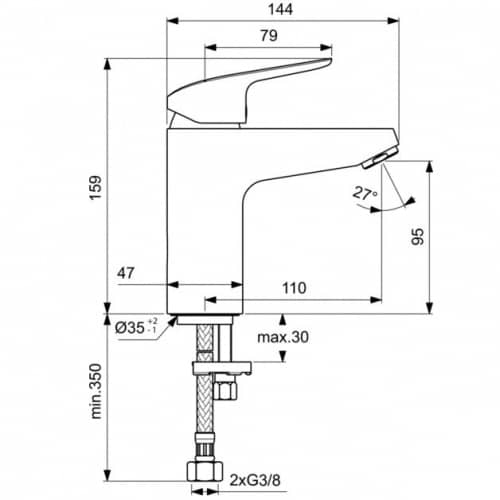 Купить Смеситель Ideal Standard Ceraflex Grande для умывальника B1714AA по низкой цене