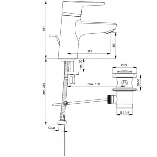 Купить Смеситель Ideal Standard Connect Blue для умывальника B9914AA по низкой цене