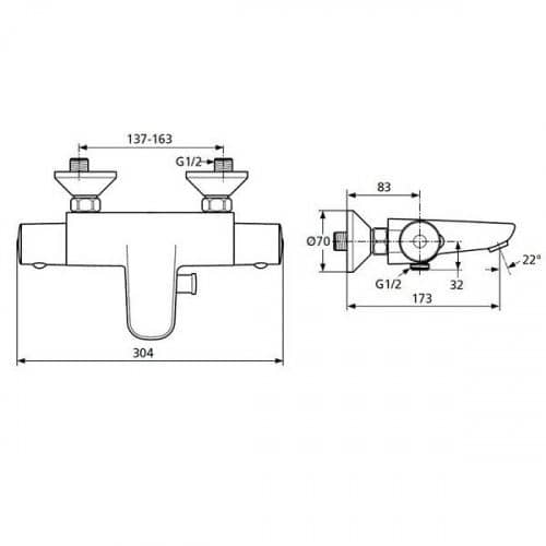 Купить Термостат Ideal Standard Ceratherm 50 для ванны A5550AA по низкой цене