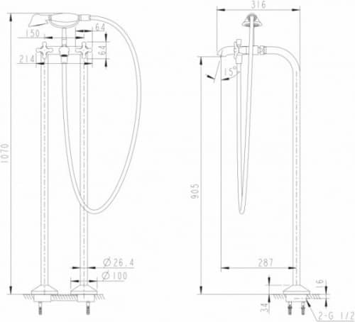 Купить Смеситель Bravat Summer Rain F677111C-B для ванны по низкой цене