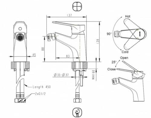 Купить Смеситель Bravat Eco F3111147C для биде по низкой цене
