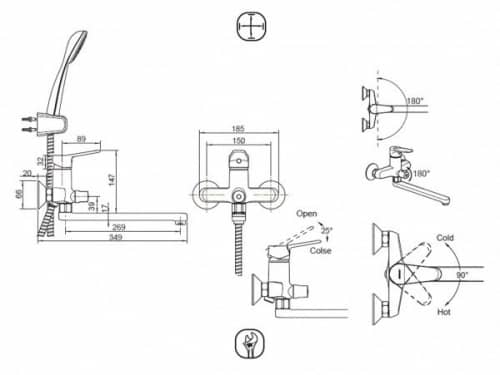 Купить Смеситель Bravat Eco F6111147C-LB для ванны по низкой цене