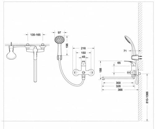 Купить Смеситель Bravat Fit F6135188CP-LB-RUS для ванны по низкой цене
