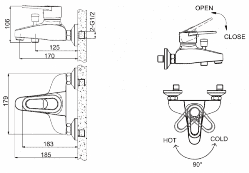 Купить Смеситель Bravat Loop F6124182CP-01-RUS для ванны по низкой цене