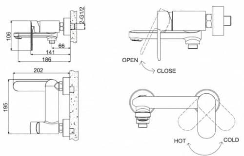 Купить Смеситель Bravat Opal F6125183CP-01-RUS для ванны по низкой цене
