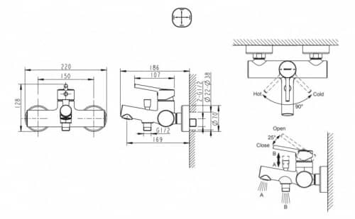 Купить Смеситель Bravat Palace F6172217CP-01-RUS для ванны по низкой цене