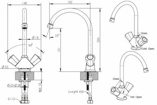 Купить Смеситель Bravat Duo F7133186CP-RUS для кухни по низкой цене