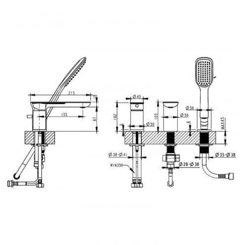 Купить Смеситель Bravat Gina F565104C-2-ENG для ванны по низкой цене