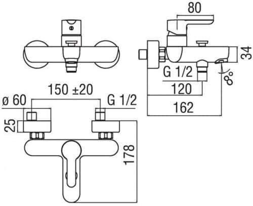 Купить Смеситель Nobili Abc для ванны AB87110/1CR по низкой цене