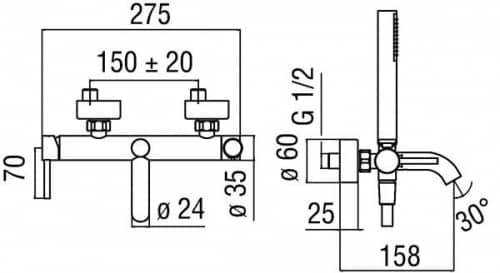 Купить Смеситель Nobili Acquerelli для ванны AQ93110CR по низкой цене