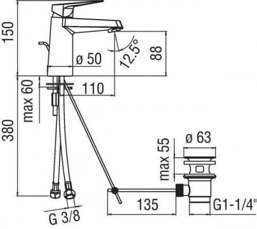 Купить Смеситель Nobili Sky для раковины SY97118/1CR по низкой цене