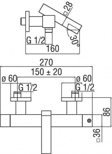 Купить Термостат Nobili Tower для ванны TW00010/1CR по низкой цене