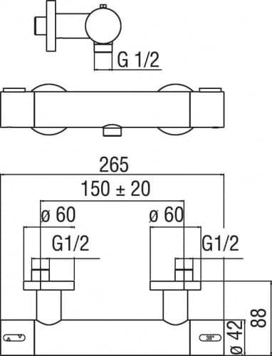 Купить Термостат Nobili Likid для ванны LK00030CR по низкой цене