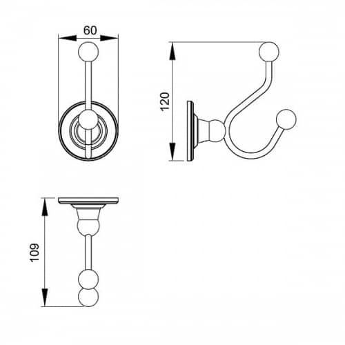 Купить Крючок Timo Nelson 160013/02 antique для ванной двойной по низкой цене