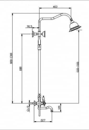 Купить Стойка Timo Nelson SX-1291/02 antique душевая по низкой цене