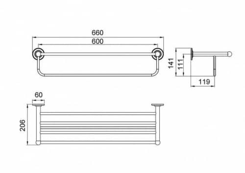 Купить Полка Timo Nelson 150058/00 chrome для полотенец по низкой цене