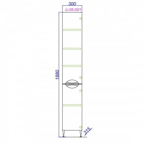 Купить Шкаф-пенал Aqwella Лайн П3/1 белый 300х1880х315 мм по низкой цене
