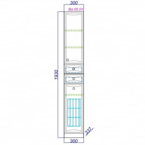 Купить Шкаф-пенал Aqwella Барселона с корзиной П3/к белый 300х1930х337 мм по низкой цене