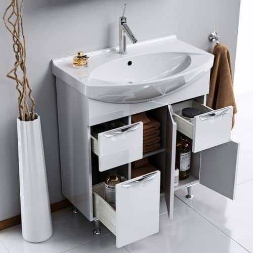 Купить Тумба Aqwella Лайн 75 под раковину белая 720x810х330 мм по низкой цене