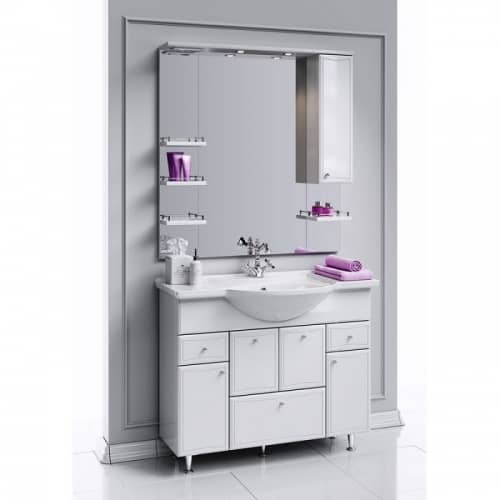 Купить Тумба Aqwella Барселона Люкс 105 под раковину, с бельевой корзиной, белая 1000x830x331 мм по низкой цене