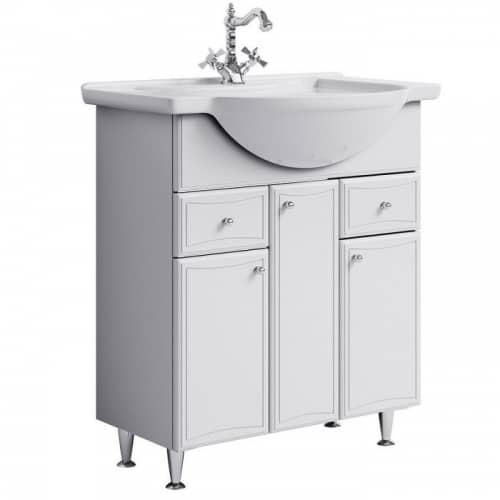 Купить Тумба Aqwella Барселона Люкс 85 под раковину, с бельевой корзиной, белая 810x830x331 мм по низкой цене